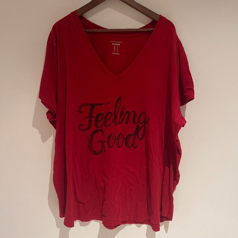 Love & Legend Boyfriend Women Red Short Sleeve Pullover T-Shirt Size 4X
